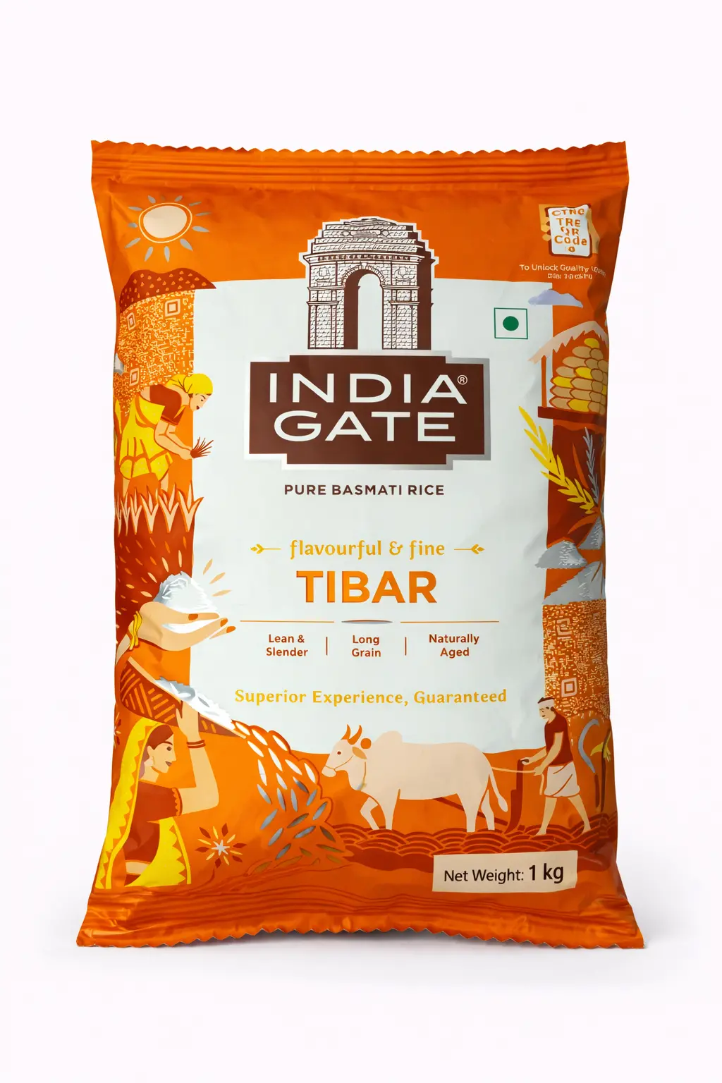 India Gate Tibar Pure Basmati Rice - 1 kg (Long Grain Rice)
