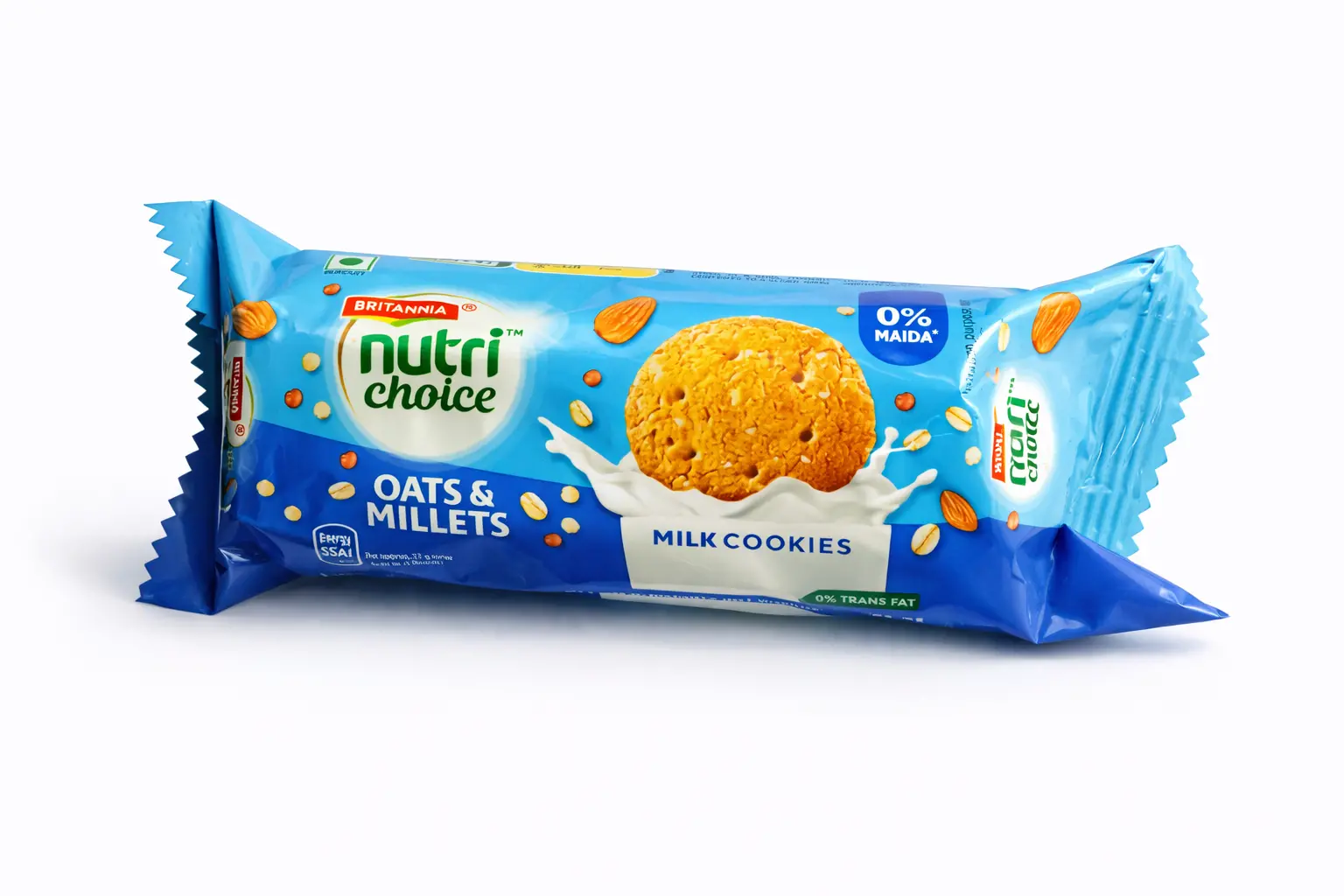 Britannia Nutri Choice Oats & Millets Milk Cookies 75 gm (Rs. 22.50) 0% Maida