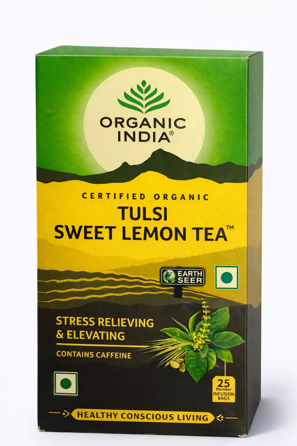 Organic India Tulsi Sweet Lemon Tea Contains Caffeine (25 Bags)