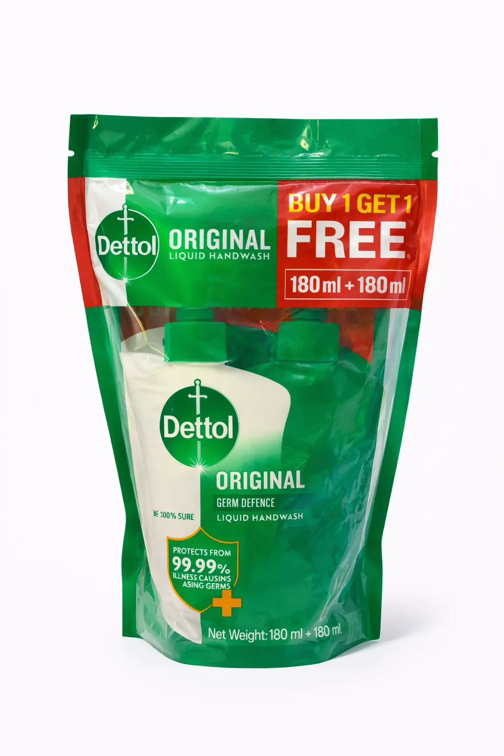 Dettol Original Liquid Handwash Refill - 180 ml (Buy 1 Get 1 Free)
