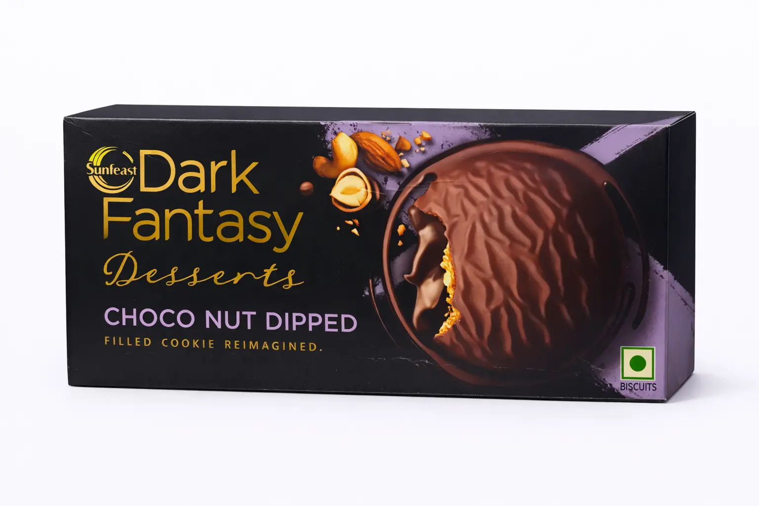 Sunfeast Dark Fantasy Choco Nut Dipped Cookie Dessert 100 gm