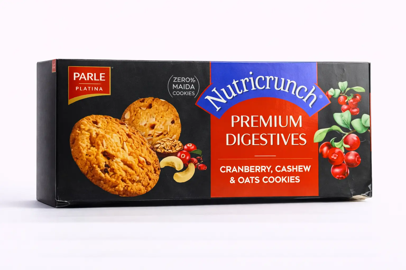 Parle Platina Nutricrunch Cranberry Cashew Oats Zero Maida Cookies 75 gm