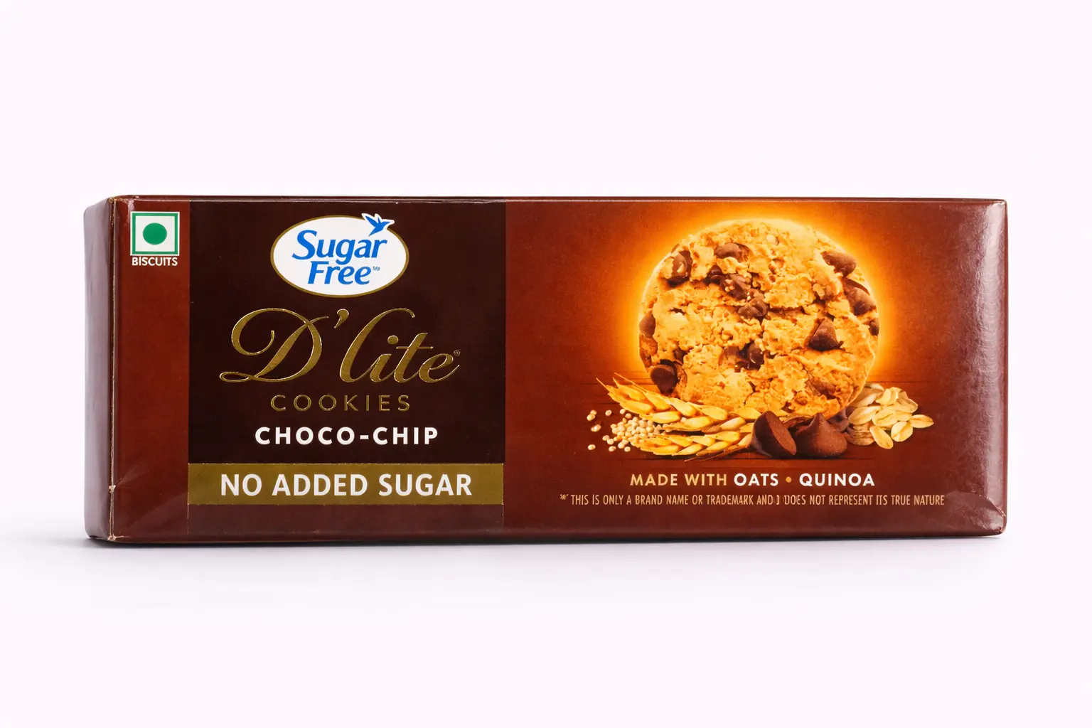 Sugar Free Dlite Cookies Chocochip with Oats and Quinoa 75 gm (Rs. 65)