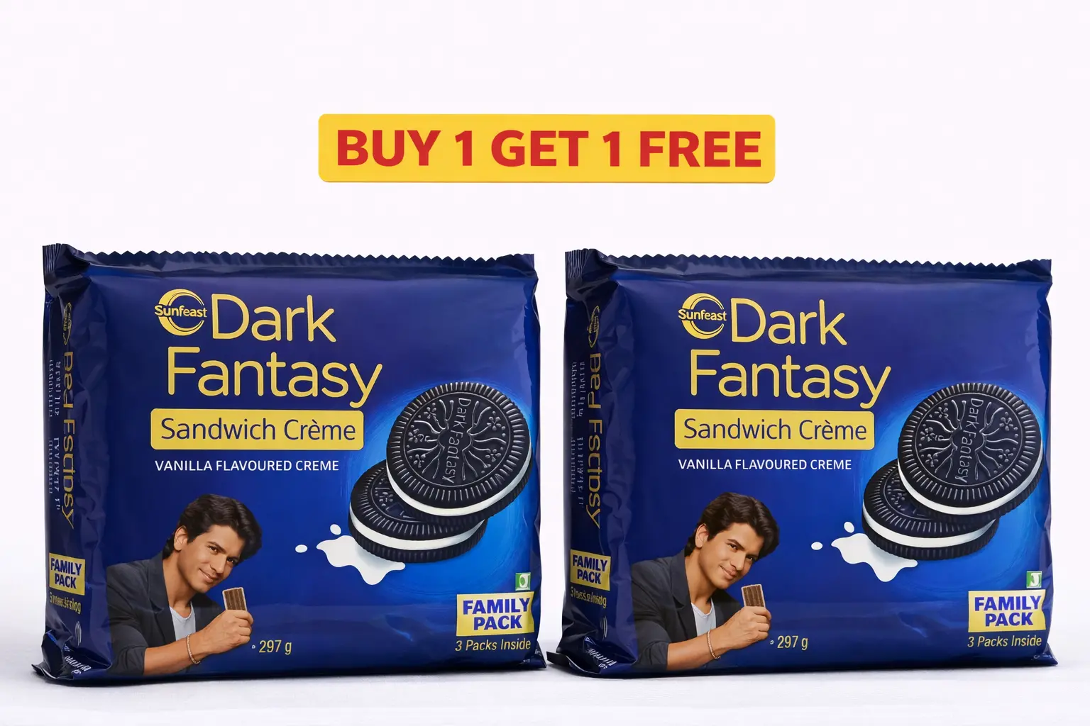 Sunfeast Dark Fantasy Sandwich Crème Vanilla Biscuit Buy 1 Get 1