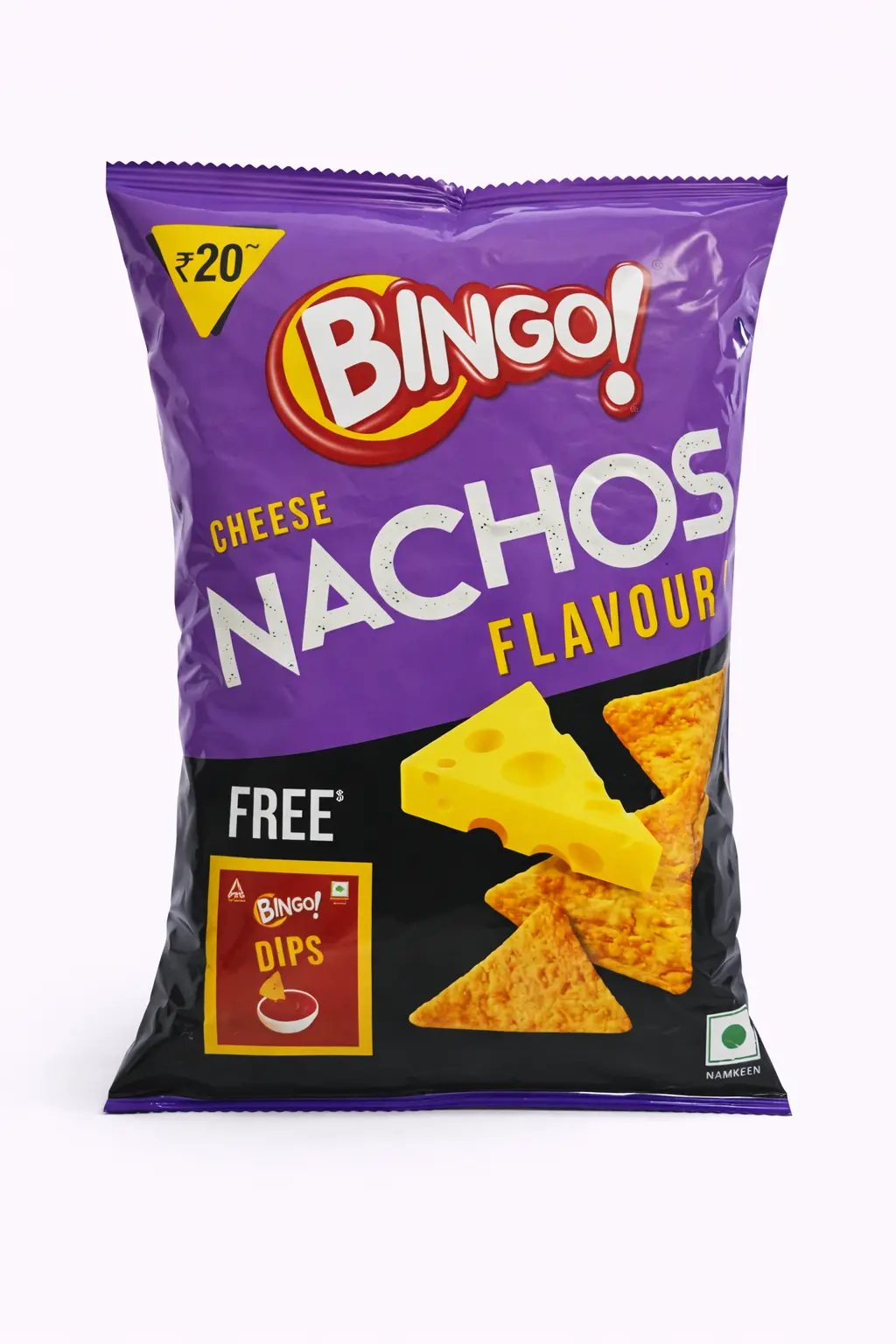 Bingo Cheese Nachos Flavour Namkeen Chips Rs. 20