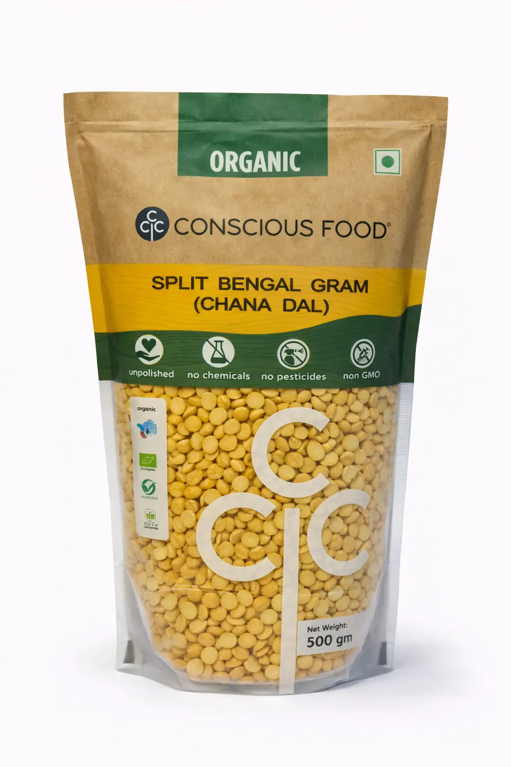 Conscious Food Organic Split Bengal Gram (Chana Dal) - 500 gm