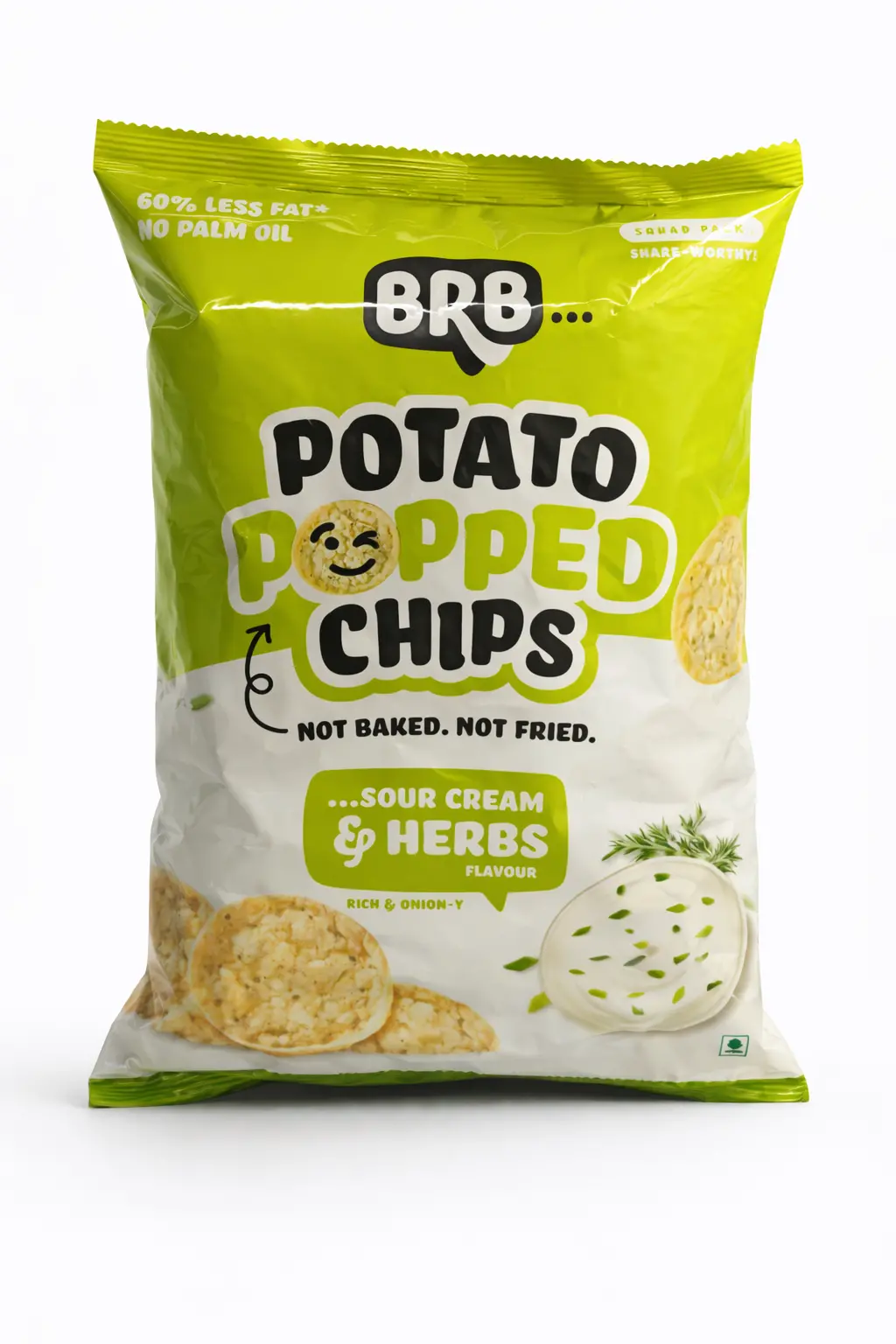 BRB Potato Popped Chips Sour Cream And Herbs Flavour (Rs. 40)