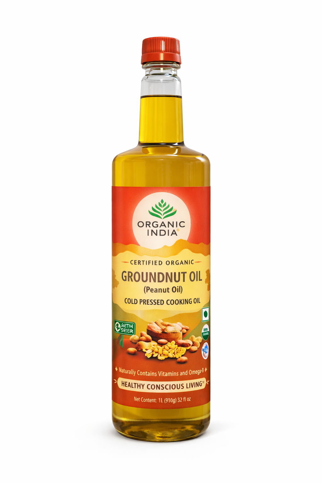 Organic India Cold Pressed Groundnut Oil 1 L